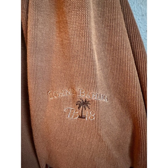 Tommy Bahama Mens Sweater Pullover Quarter Zip Long Sleeve Mock Neck Brown Large - Picture 5 of 5